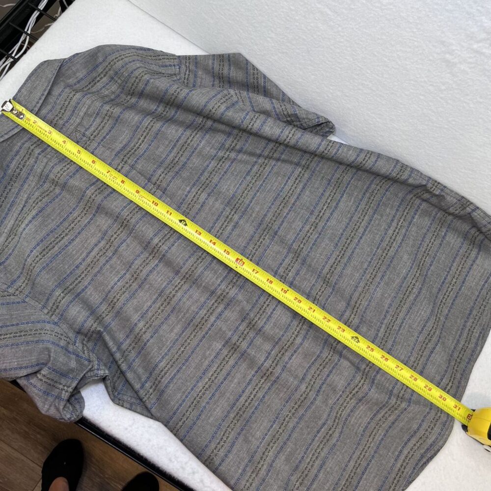 Eddie Bauer Classic fit short sleeve button down cotton gray blue mens sz L - Picture 10 of 11